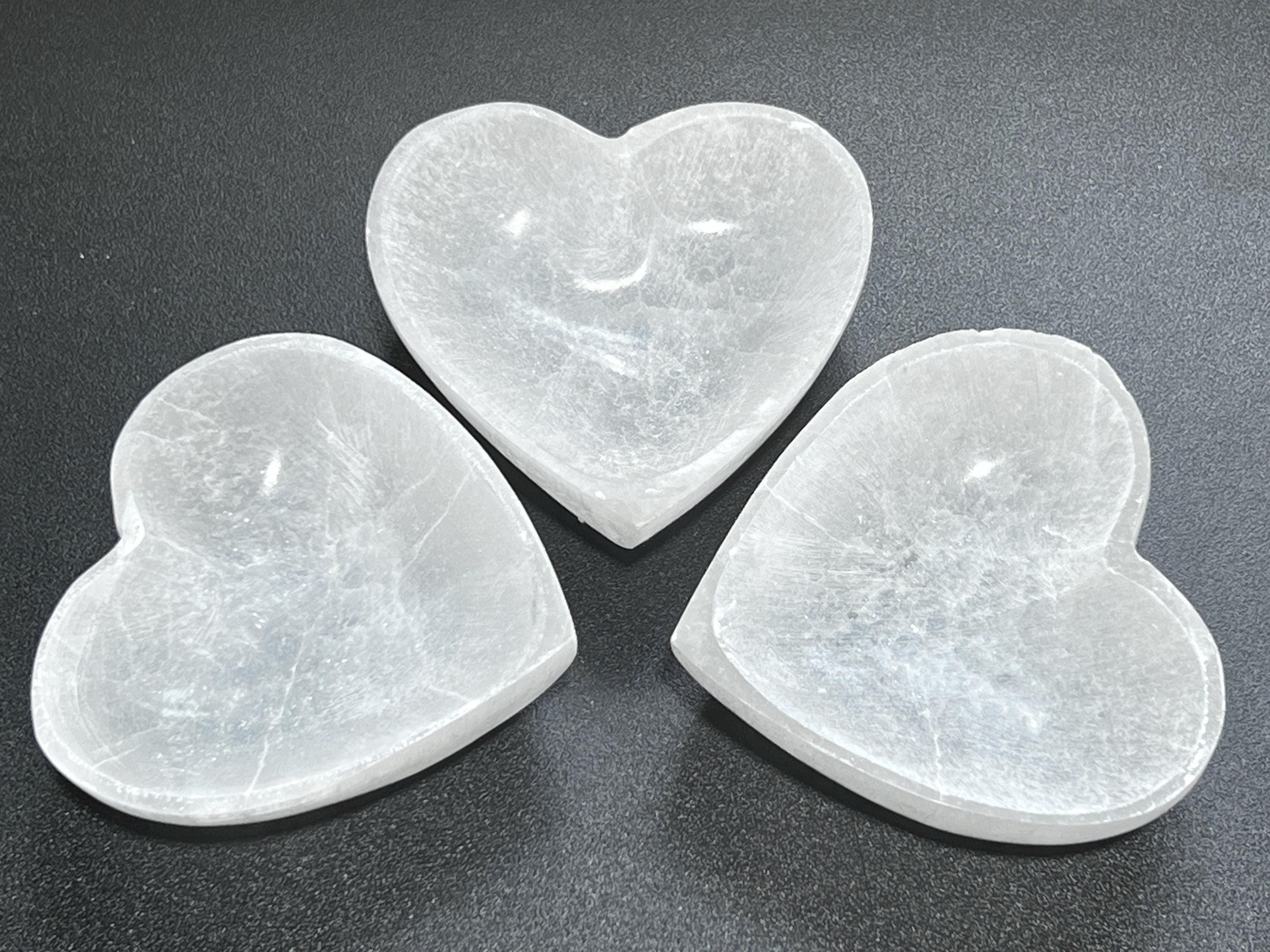Selenite Satin Spar Crystal Heart Bowl Carving