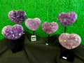 Huge Amethyst Heart Crystal Bundle Lot (6 Pieces) Bulk Wholesale Gemstone Décor Collection
