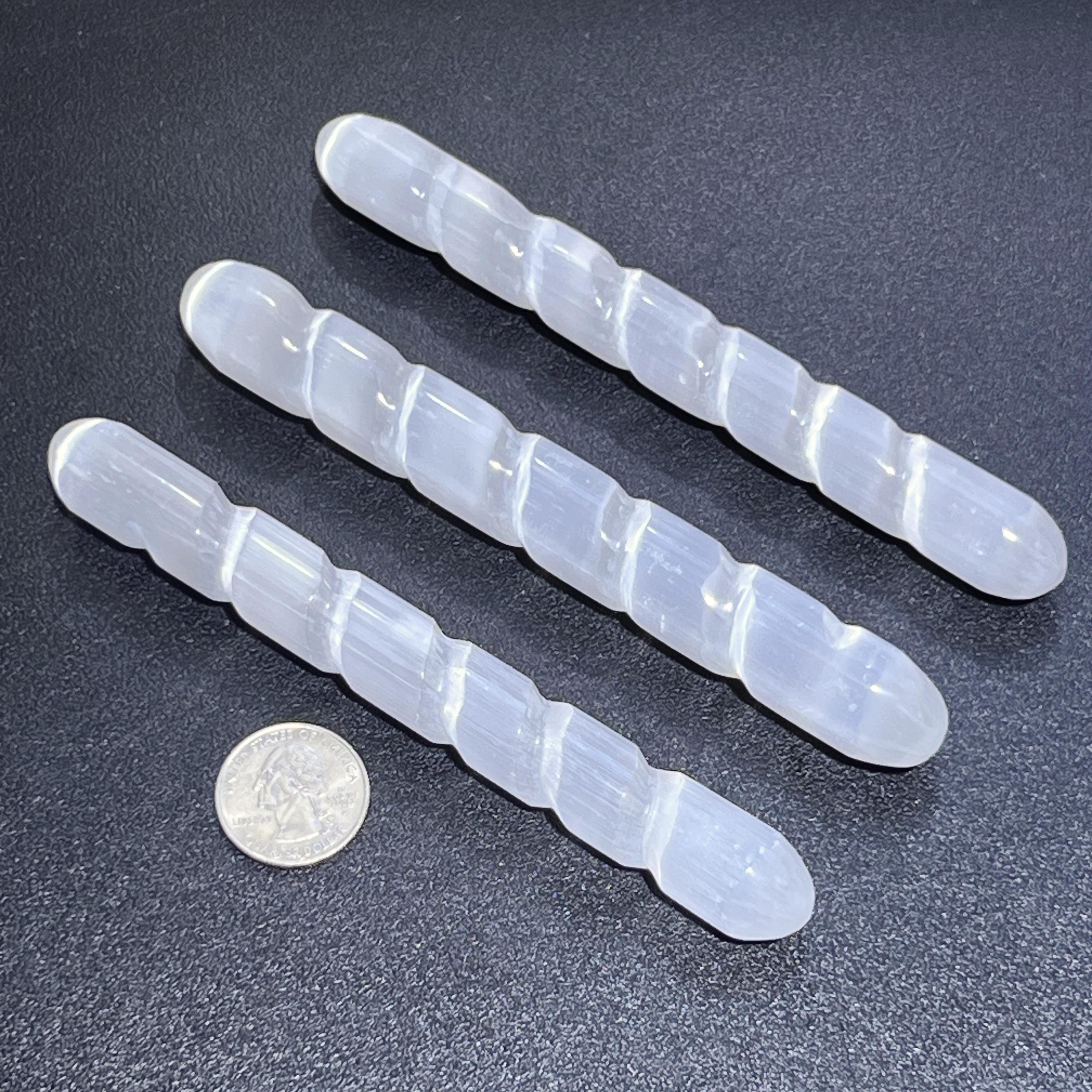 Selenite Satin Spar Crystal Spiral Wand Carving (5-6 Inches)