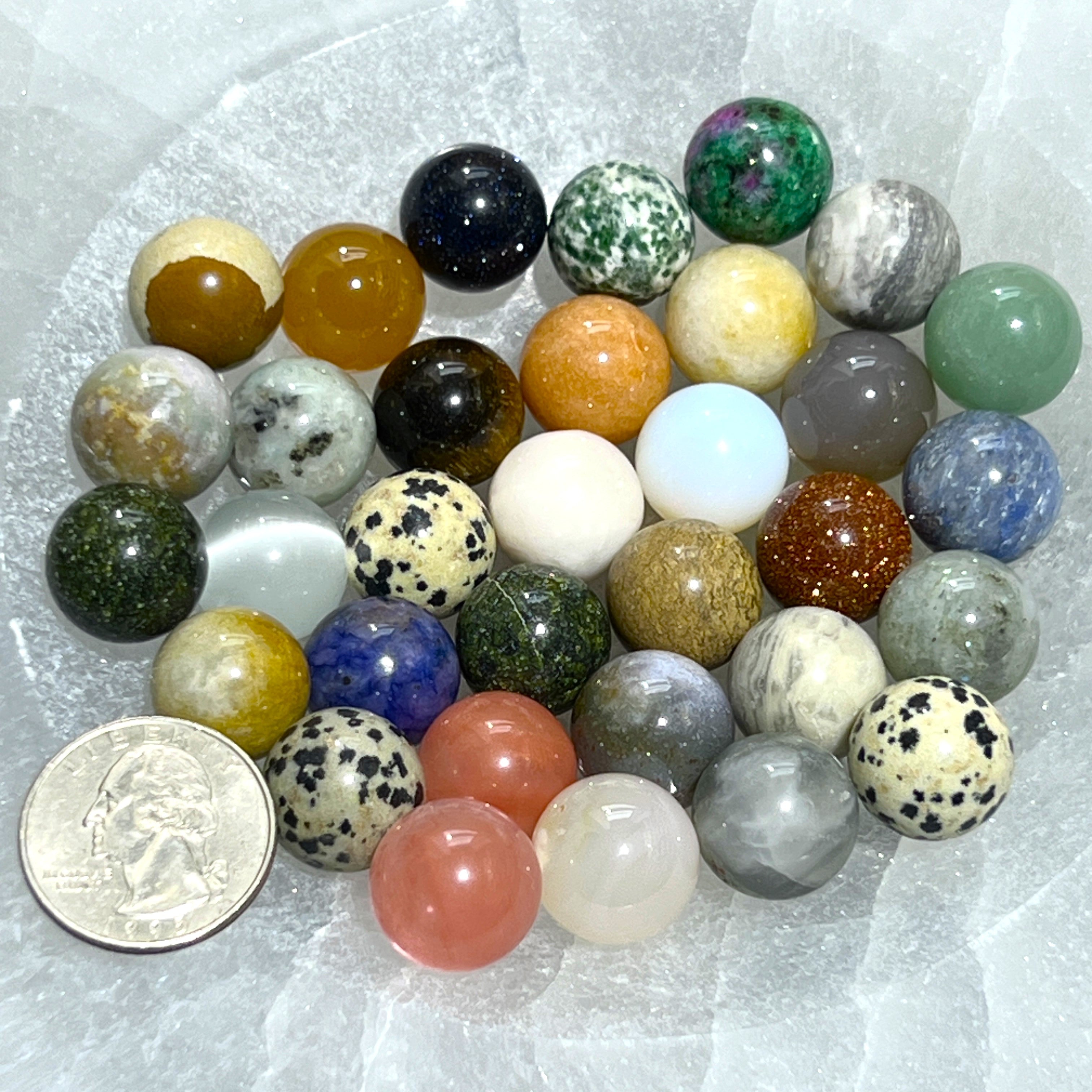 Mixed Crystal Spheres Small Marble Size (15mm) Carving