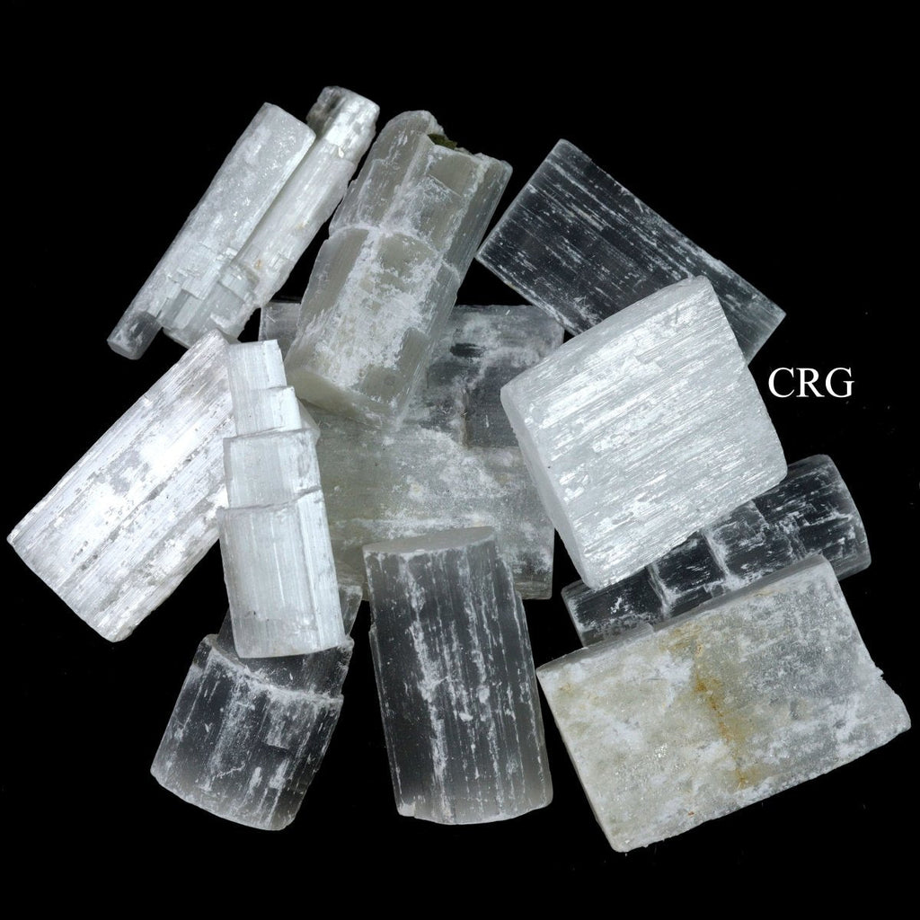 Mixed Selenite Sticklettes and Rough Chunks 2.75 to 3 Inches (1 Kilo)