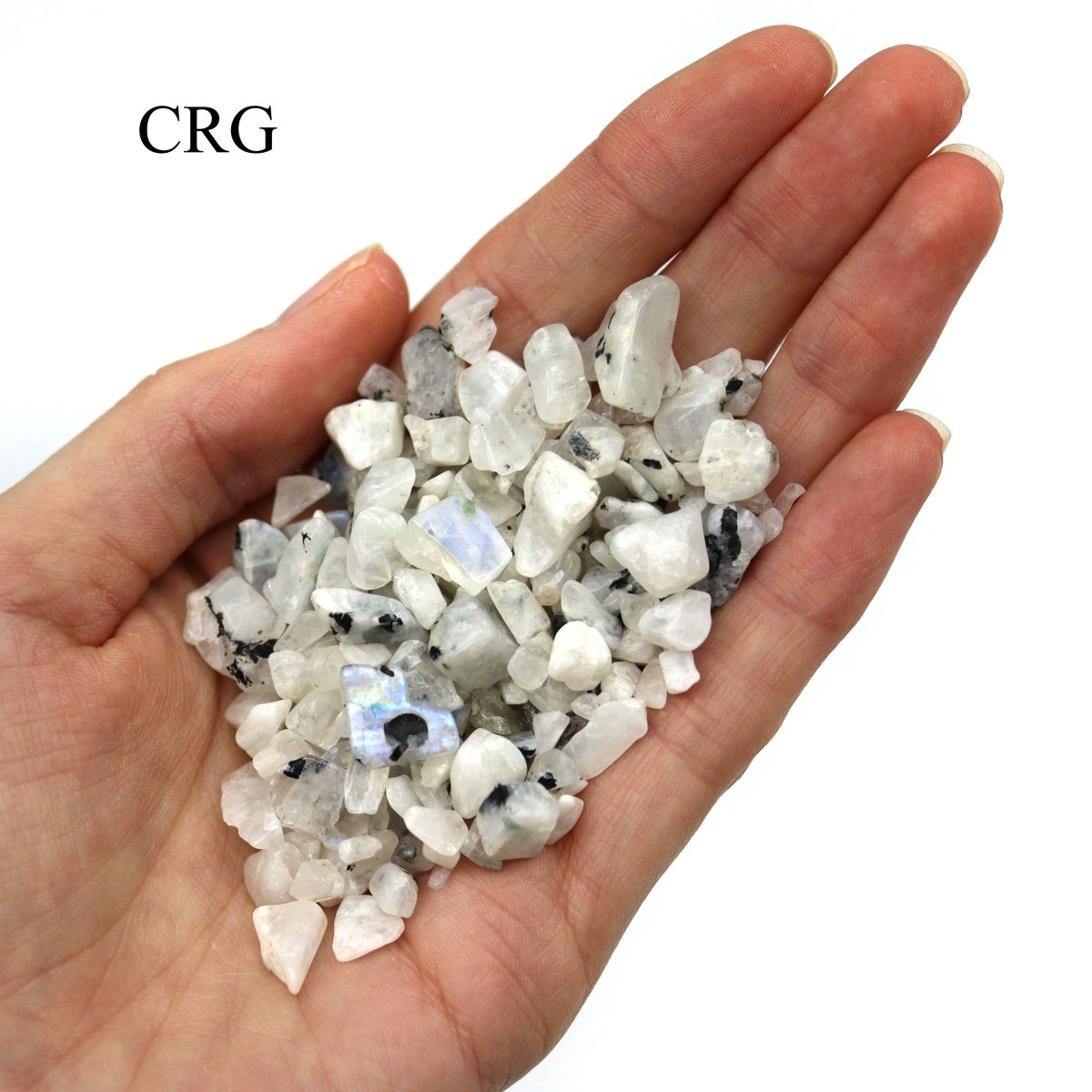 Tumbled White Rainbow Moonstone Confetti Chips / 4-7mm AVG - 1 KILO LOT