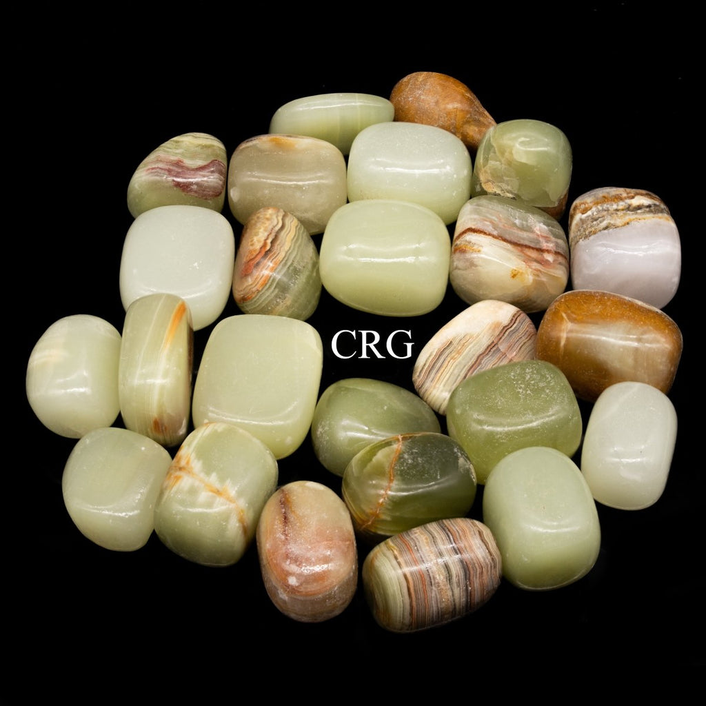 Tumbled Extra Quality Green Banded Onyx / 1-2" AVG - 1 LB. LOT