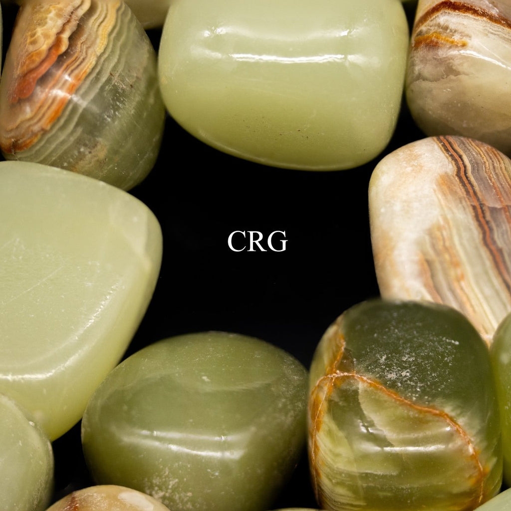 Tumbled Extra Quality Green Banded Onyx / 1-2" AVG - 1 LB. LOT