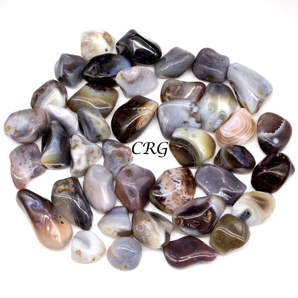 Tumbled Grey Botswana Agate / 1-2" AVG - 1 LB. LOT