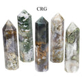 Moss Agate Carved Obelisk Towers / 8-12cm AVG - 1 LB. LOT