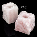 1 PIECE- 1 Side Polished Rough Rose Quartz Candle Holder (4.5"-5.0") AVG