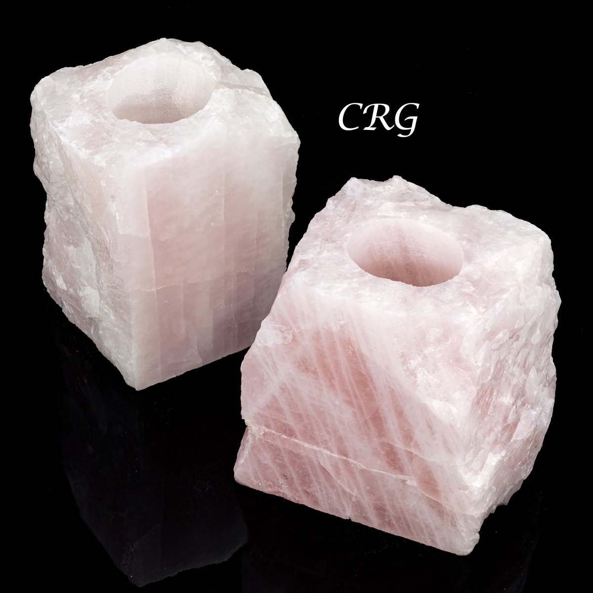 1 PIECE- 1 Side Polished Rough Rose Quartz Candle Holder (4.5"-5.0") AVG