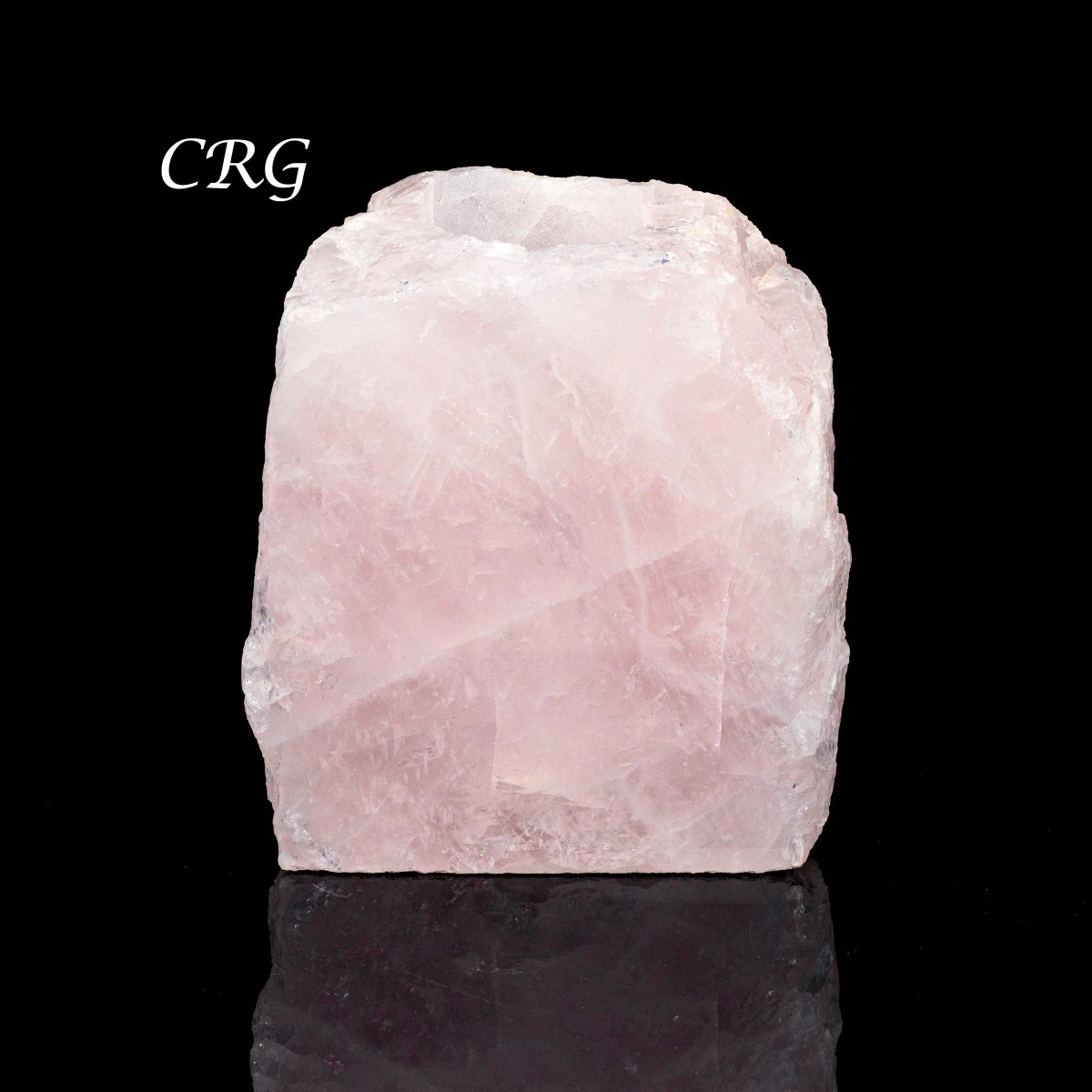 1 PIECE- 1 Side Polished Rough Rose Quartz Candle Holder (4.5"-5.0") AVG