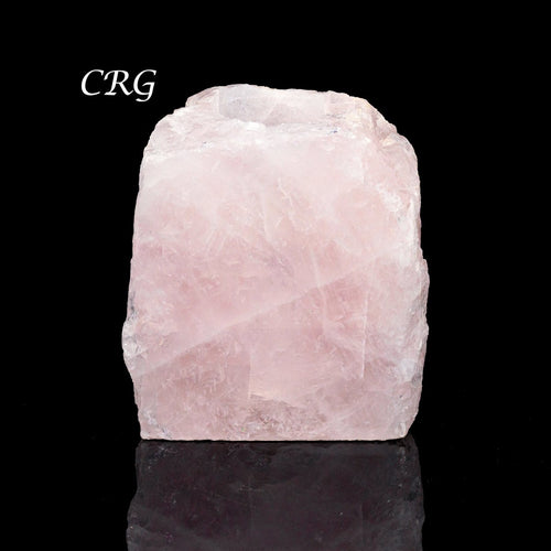 1 PIECE- 1 Side Polished Rough Rose Quartz Candle Holder (4.5"-5.0") AVG
