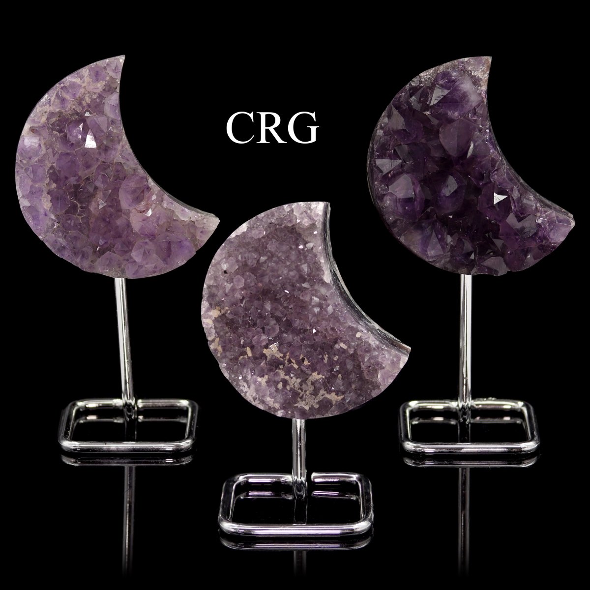 Amethyst Druzy Moon on Metal Stand / 350-750g AVG - QTY 1