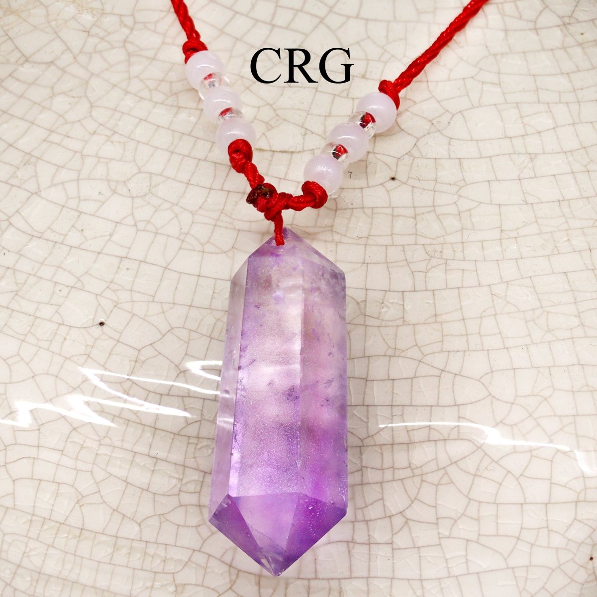 Amethyst Point Pendant on Red Cord / 1.5-2.5" AVG - QTY 1