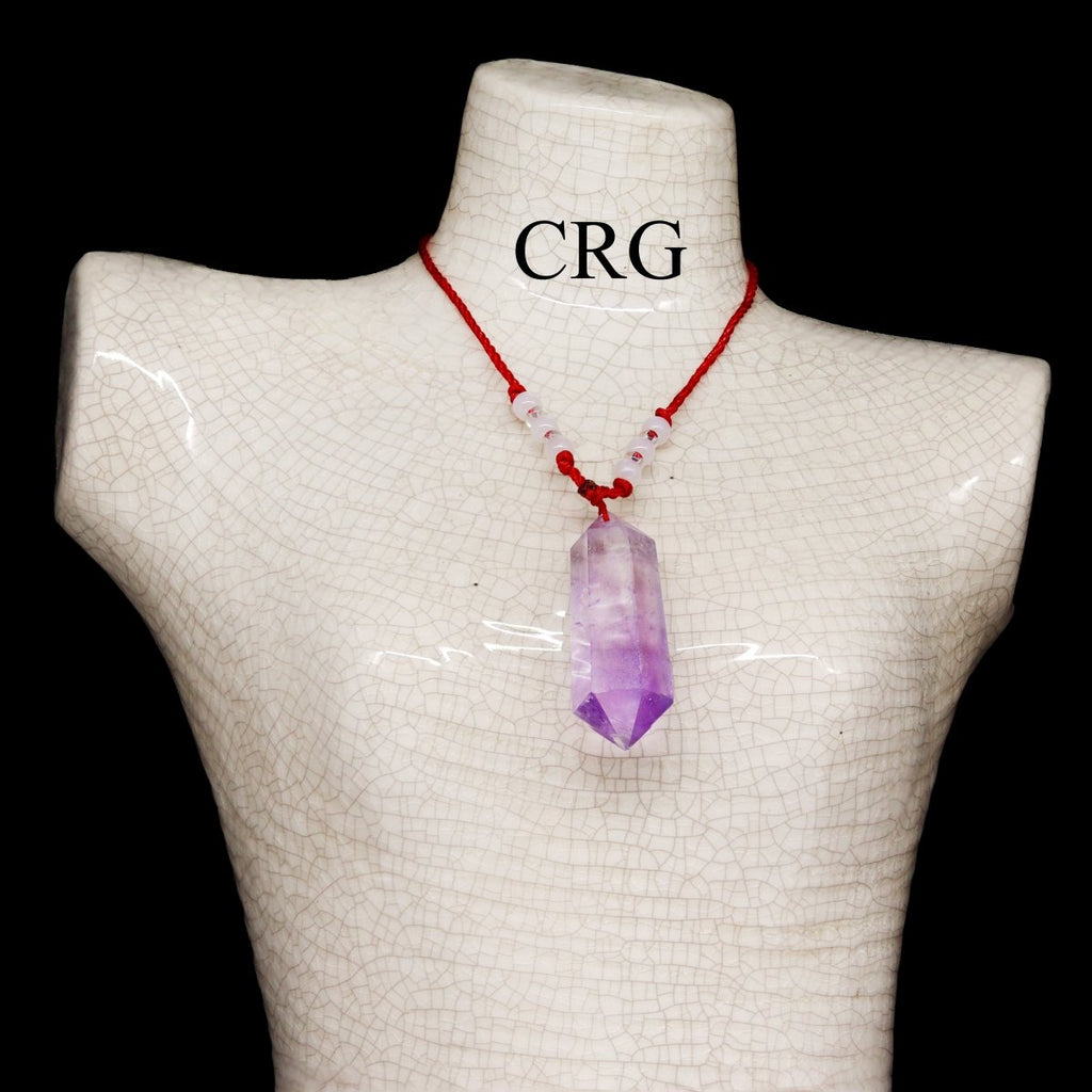 Amethyst Point Pendant on Red Cord / 1.5-2.5" AVG - QTY 1