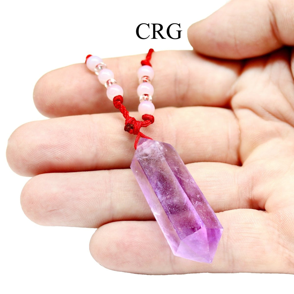 Amethyst Point Pendant on Red Cord / 1.5-2.5" AVG - QTY 1