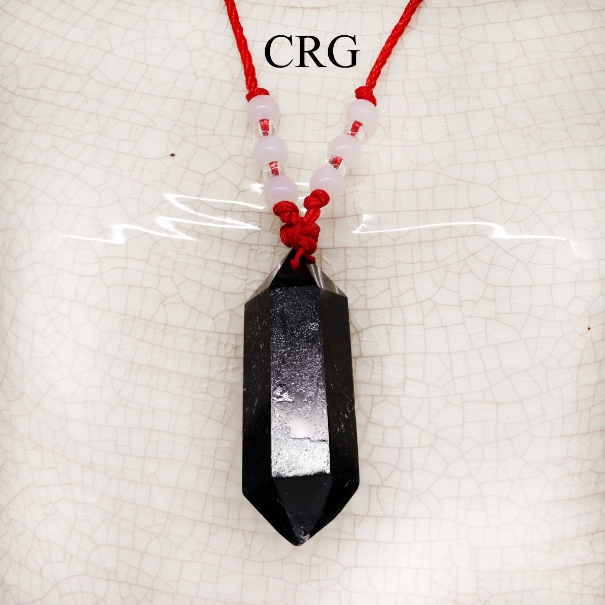Black Tourmaline Pendant on Red Cord / 1.5-2.5" AVG - QTY 1