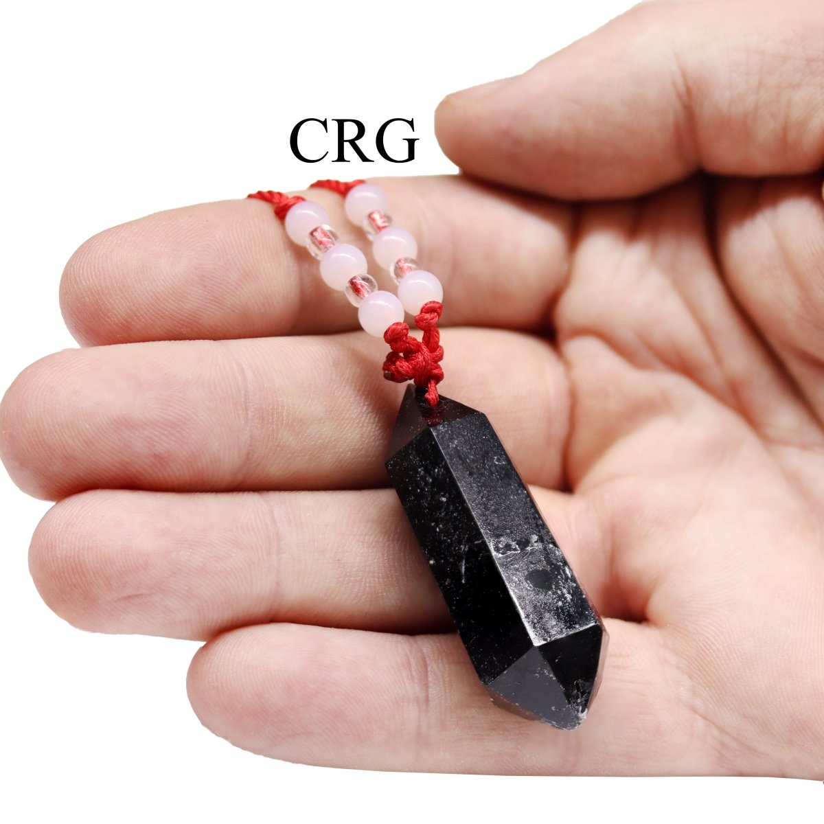Black Tourmaline Pendant on Red Cord / 1.5-2.5" AVG - QTY 1