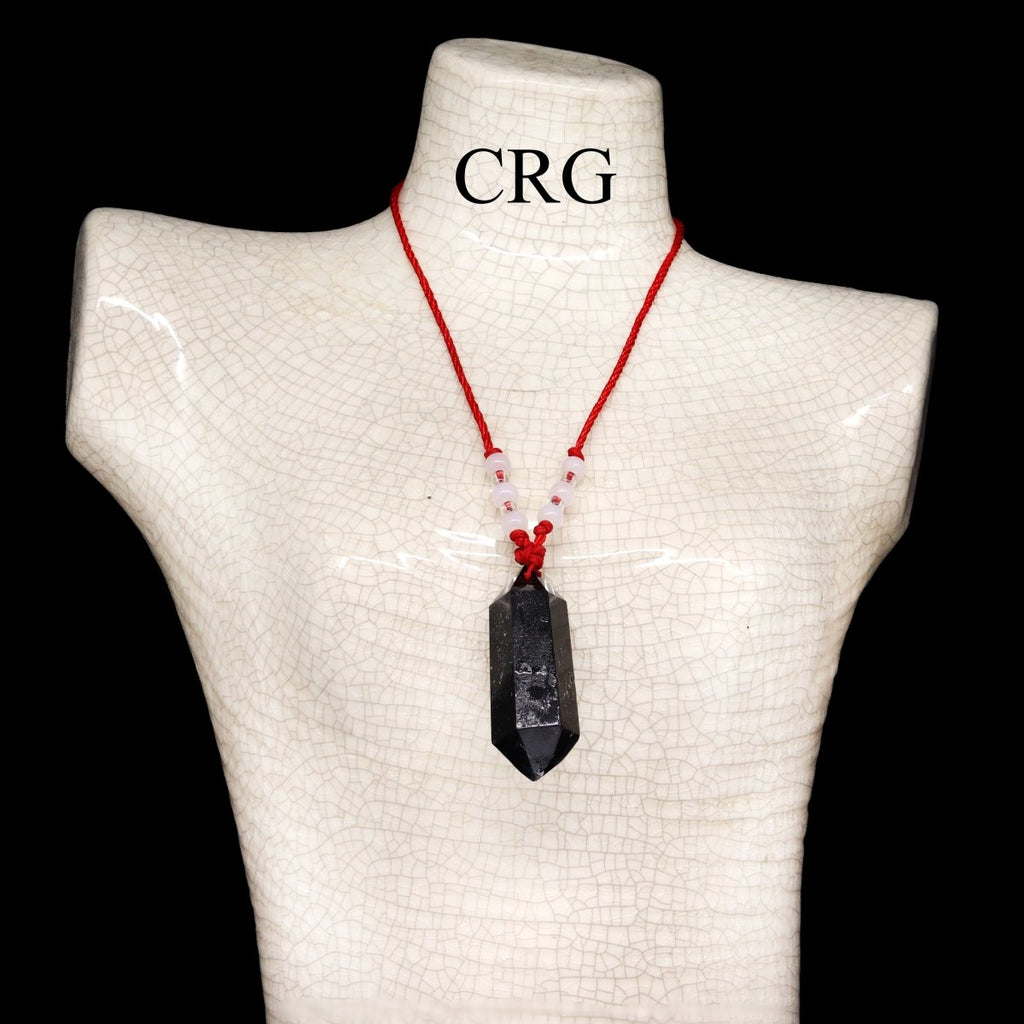 Black Tourmaline Pendant on Red Cord / 1.5-2.5" AVG - QTY 1