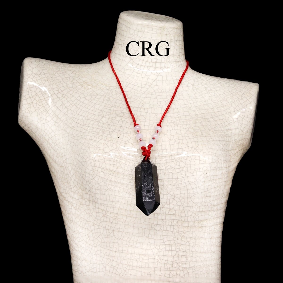 Black Tourmaline Pendant on Red Cord / 1.5-2.5" AVG - QTY 1