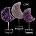 Amethyst Druzy Moon on Metal Stand / 750-1500g AVG - QTY 1