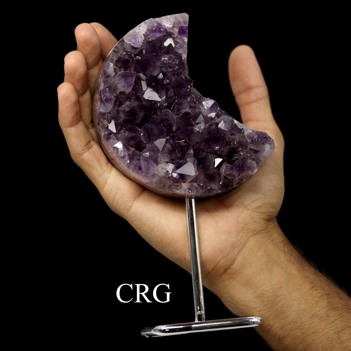 Amethyst Druzy Moon on Metal Stand / 750-1500g AVG - QTY 1
