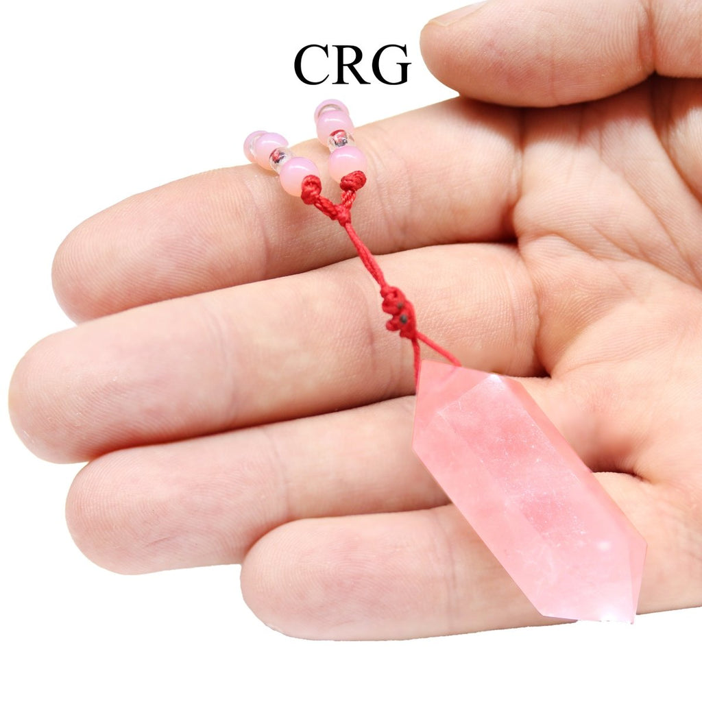 Rose Quartz Pendant on Red Cord / 1.5-2.5" AVG - QTY 1