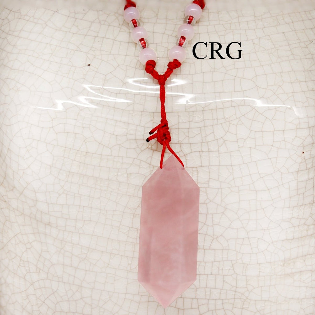 Rose Quartz Pendant on Red Cord / 1.5-2.5" AVG - QTY 1