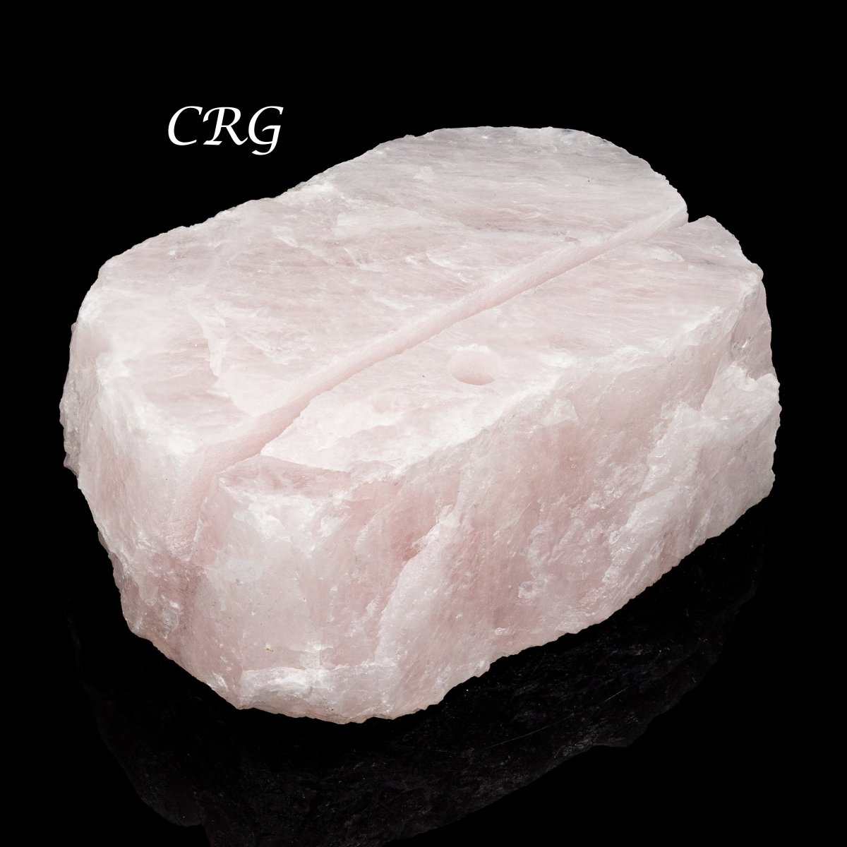 1 PIECE- Rough Rose Quartz Pen & Card Holder 4" AVG