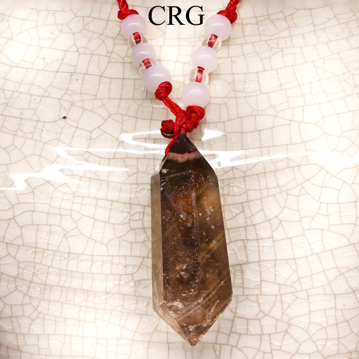 1 PIECE - Smoky Quartz Necklace on Red Cord