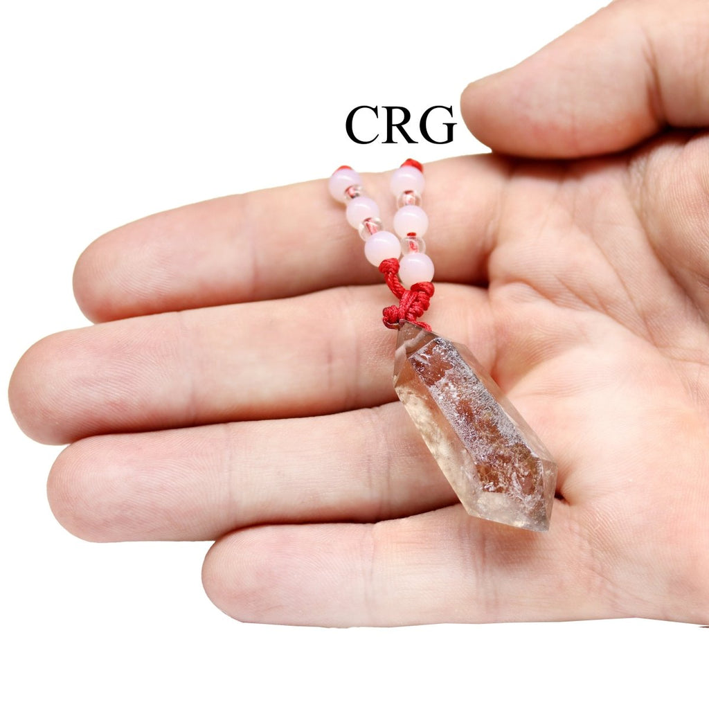1 PIECE - Smoky Quartz Necklace on Red Cord
