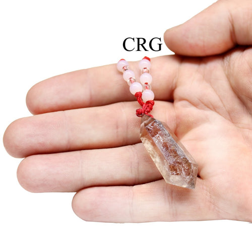 1 PIECE - Smoky Quartz Necklace on Red Cord