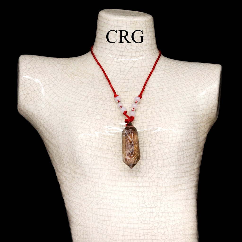 1 PIECE - Smoky Quartz Necklace on Red Cord