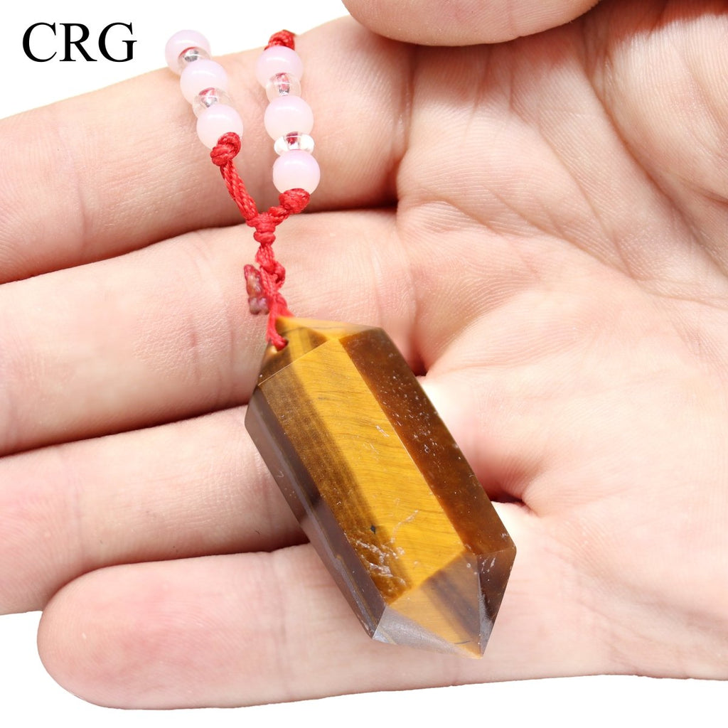 1 PIECE - Tiger's Eye Necklace on Red Cord