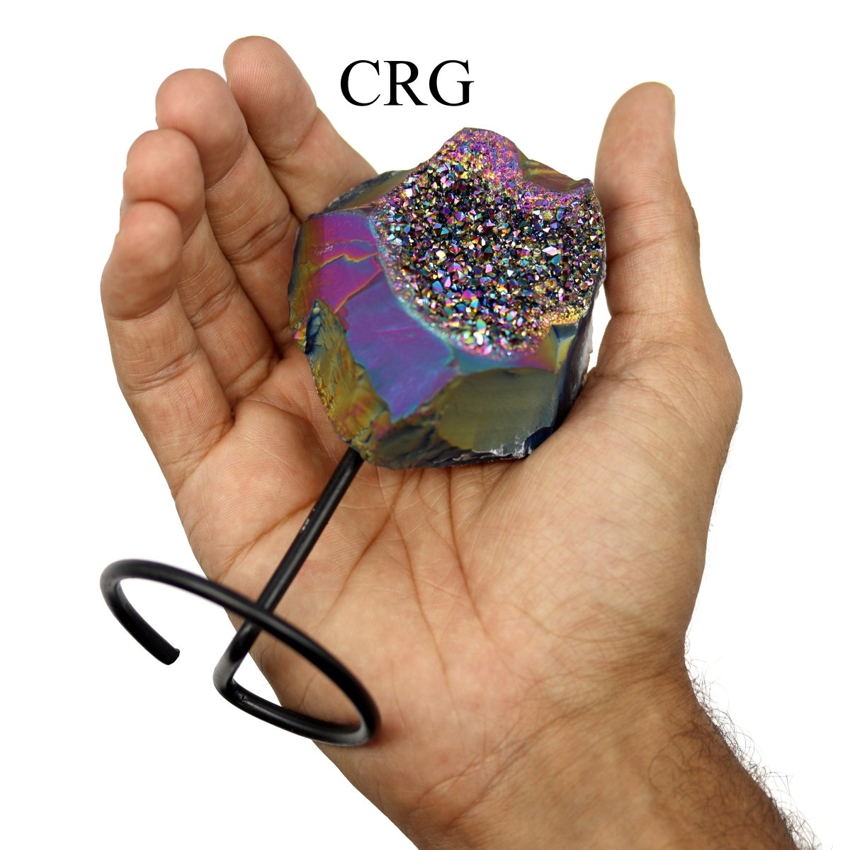 1 PIECE - Titanium Amethyst Druzy w/ Metal Stand (2.0" - 3.0") AVG