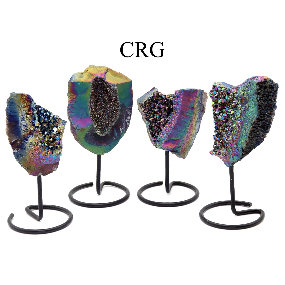 1 PIECE - Titanium Amethyst Druzy w/ Metal Stand (2.0" - 3.0") AVG