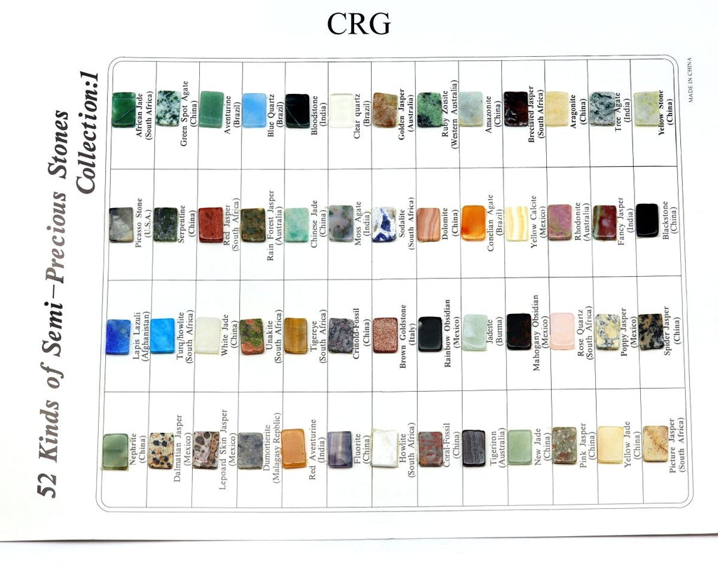 1 SHEET - 52 Kinds of Semi-Precious Stones