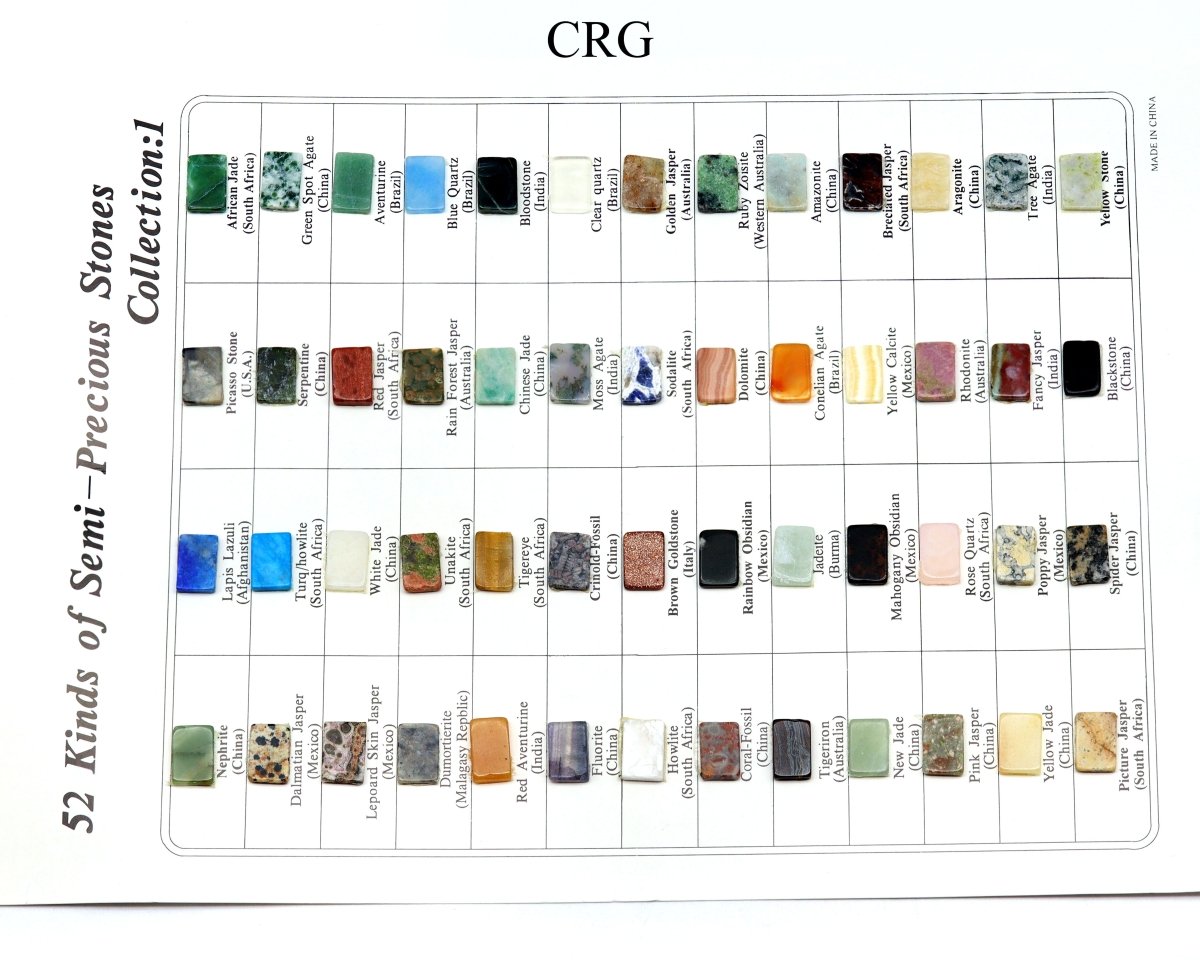 1 SHEET - 52 Kinds of Semi-Precious Stones