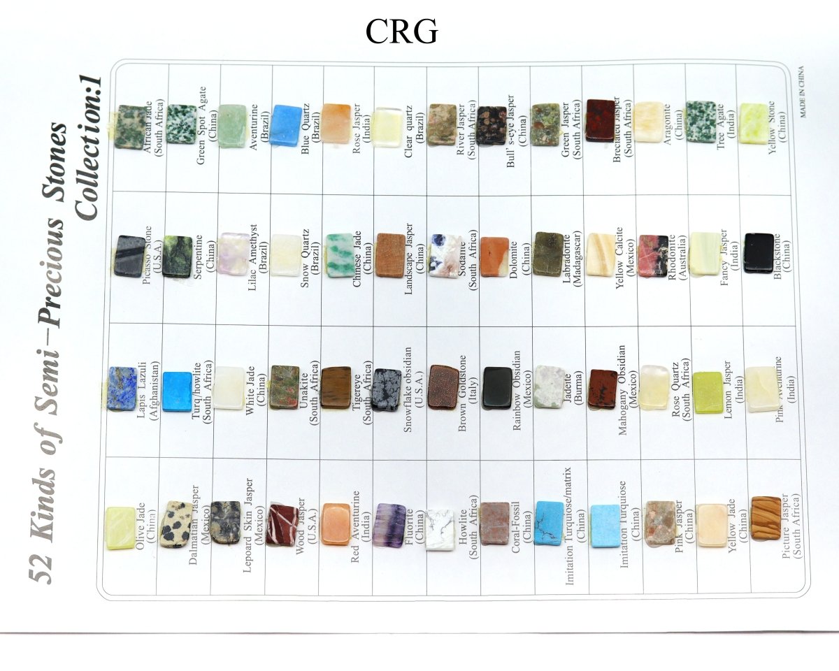 1 SHEET - 52 Kinds of Semi-Precious Stones