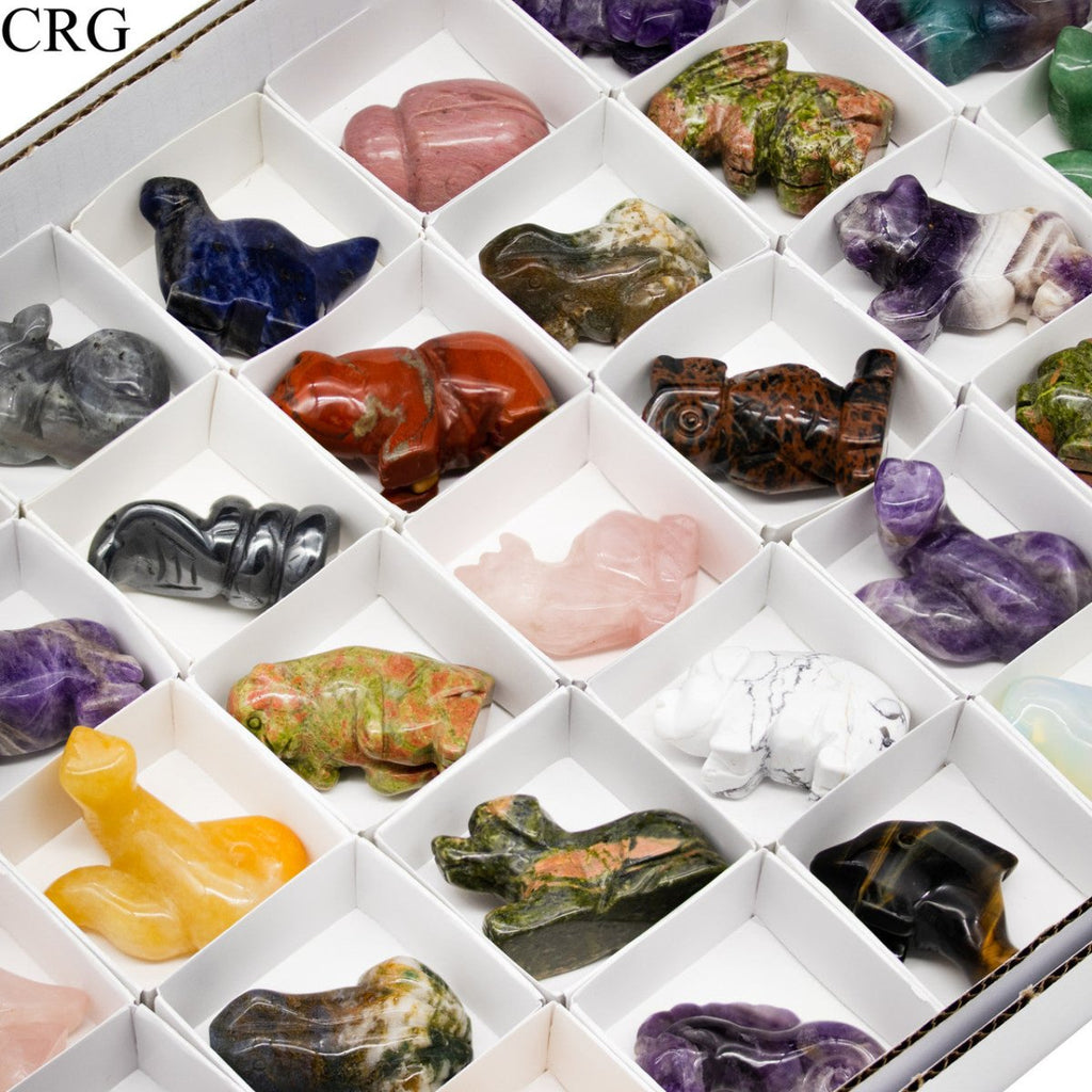 10 PIECE SET - Crystal Zoo! Assorted Crystal Animal Carvings / 2" Avg