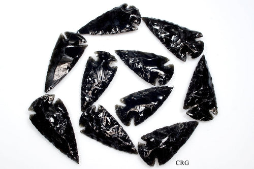 10 PIECES - Black Obsidian Arrowheads 1"-2.5" Wholesale Lot
