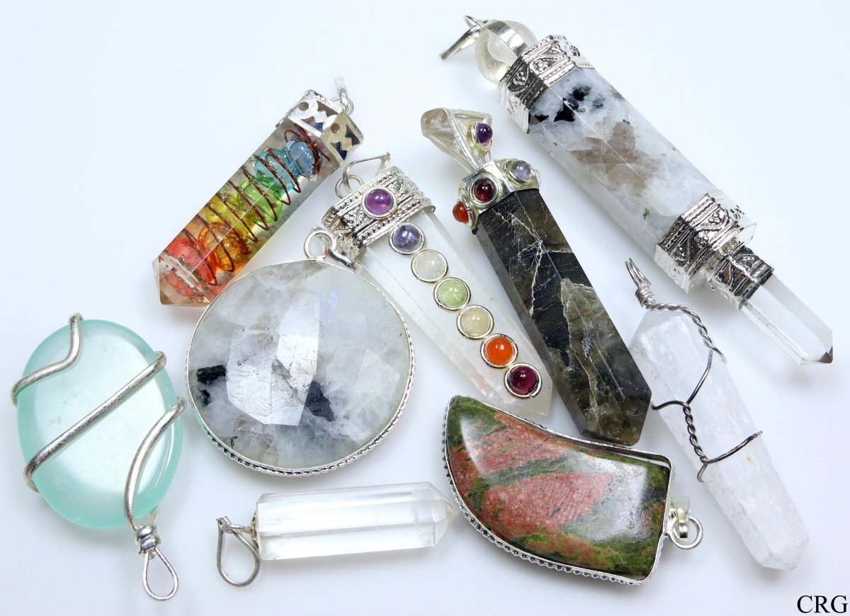 100 PC - Assorted Gemstone Pendants / Gold Plated