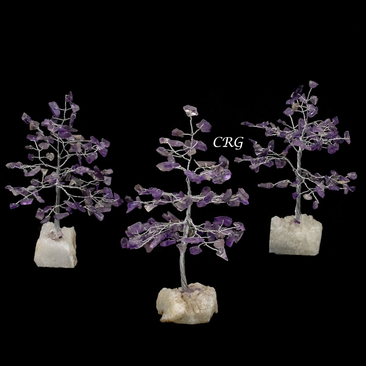 Amethyst 100 Chip Tree with Cluster Base and Silver Wire