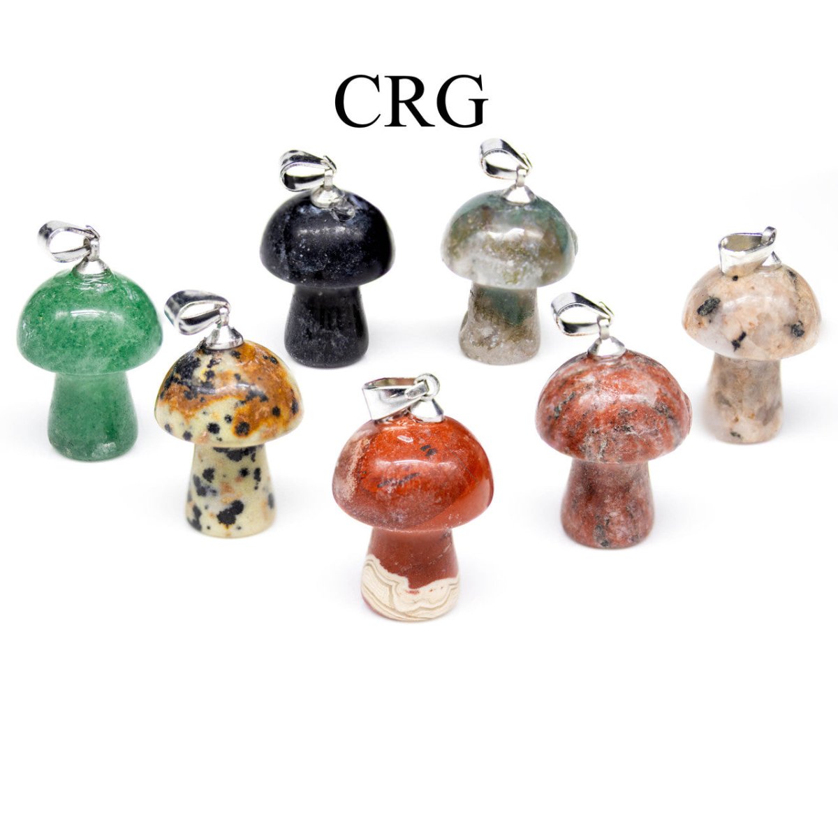 12 PIECES - Tiny Gemstone Mushroom Pendants