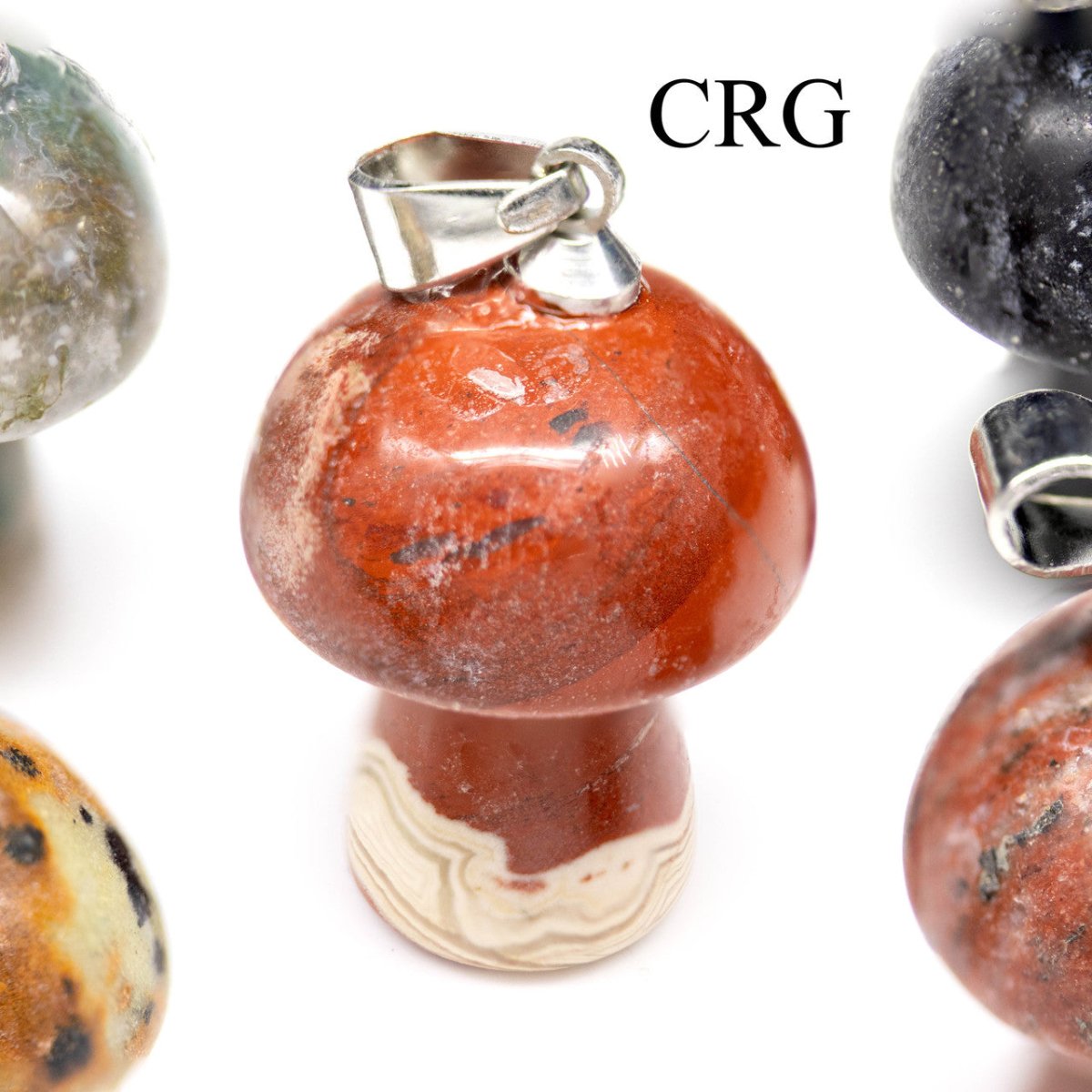 12 PIECES - Tiny Gemstone Mushroom Pendants