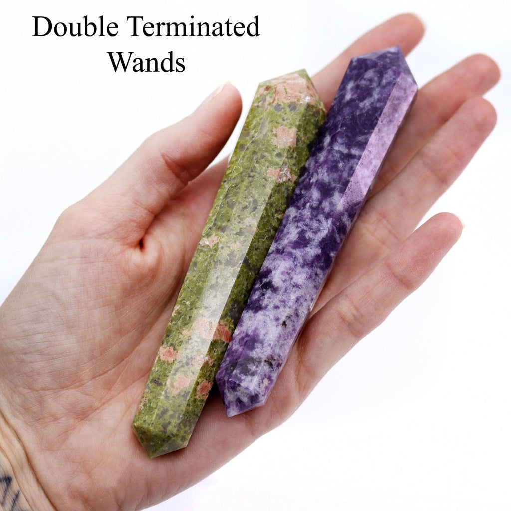 12 Piece Flat - Assorted Gemstone Double Terminated Wands
