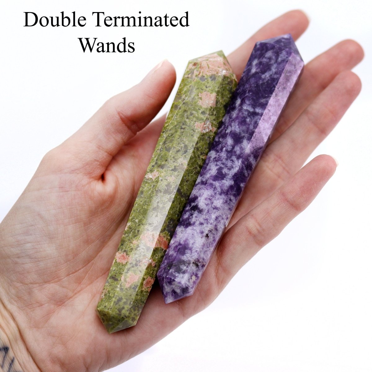 12 Piece Flat - Assorted Gemstone Double Terminated Wands