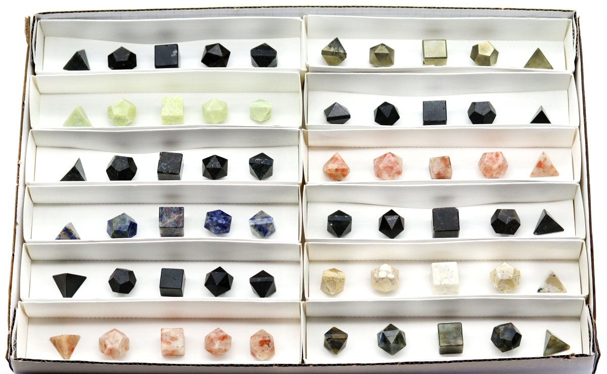 12 Piece Flat Assorted Geometry Gemstone Sets