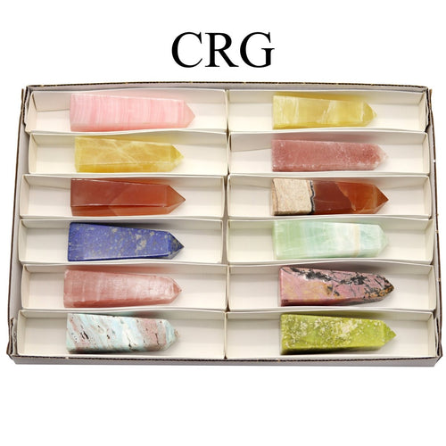 12 Piece Flat - Calcite & Crystal Towers from Pakistan