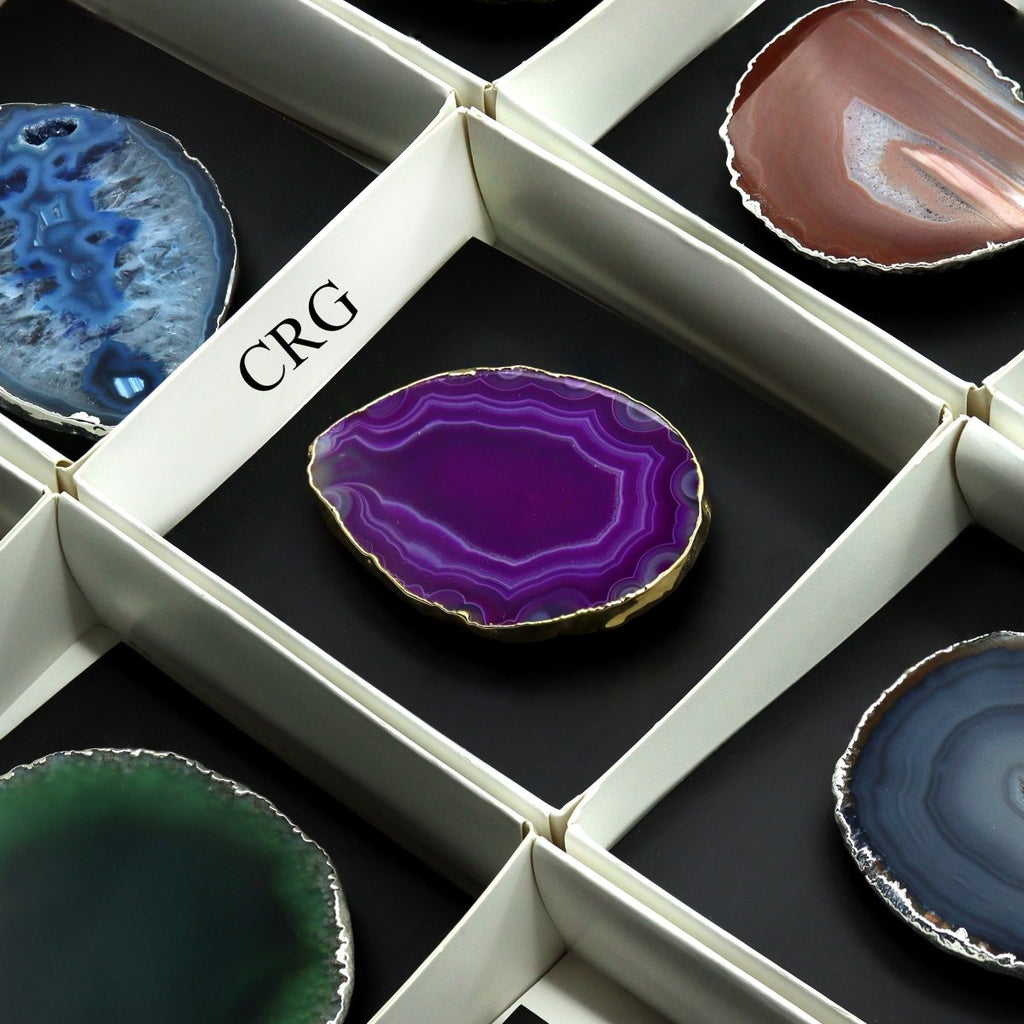 12 Piece Flat - Freeform Silver & Gold Plated Agate Phone Grips