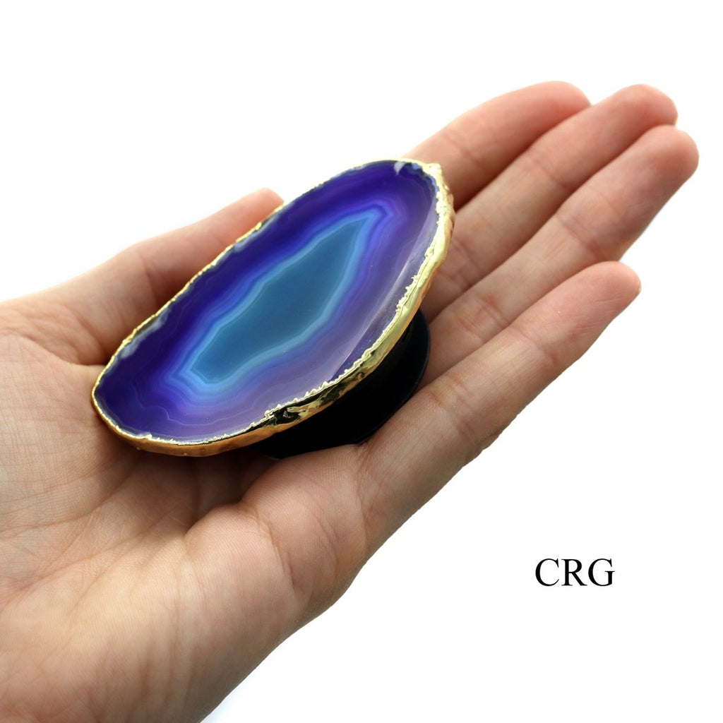 12 Piece Flat - Freeform Silver & Gold Plated Agate Phone Grips