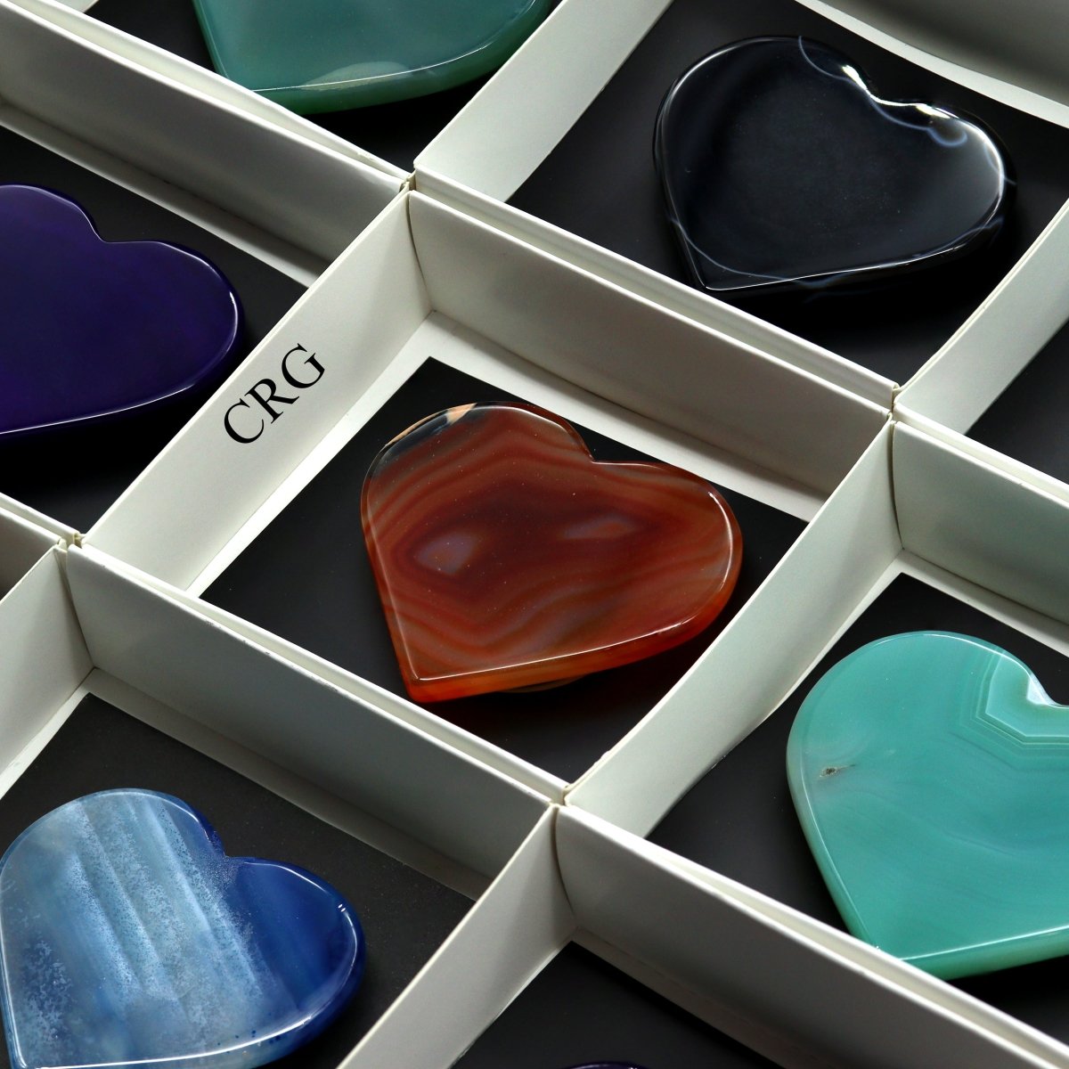12 Piece Flat - Polished Agate Slice Heart Phone Grip